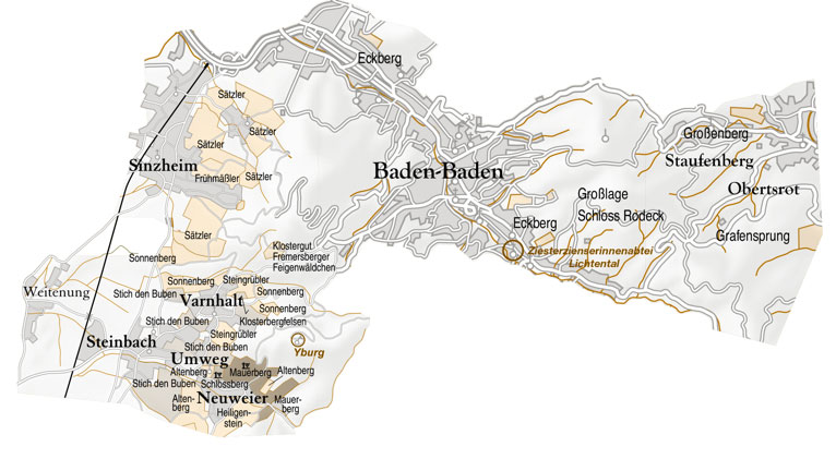 Karte: Nrdliche Ortenau mit Baden-Baden